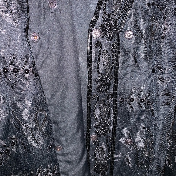 VINTAGE sequin lace blazer black size XL - Picture 10 of 12